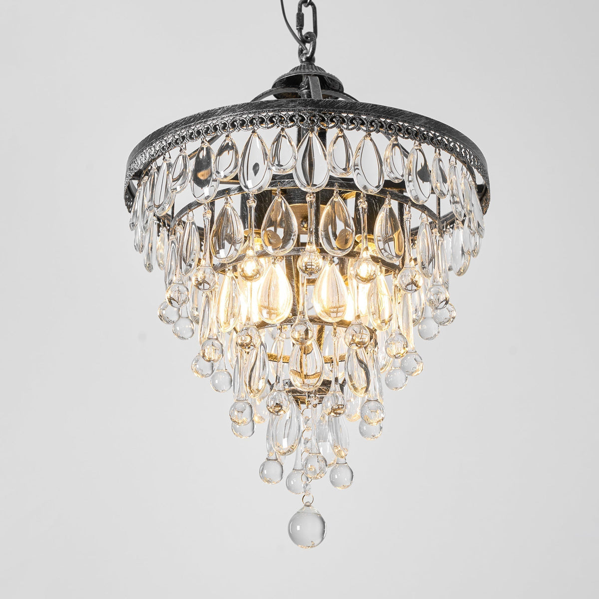 Lustre en cristal avec finition bronze antique et suspension à chaîne – Éclairage décoratif exclusif | Sansoti
