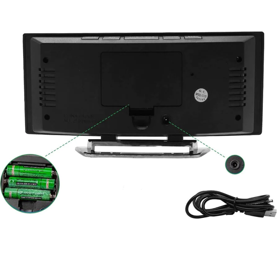 Digitale LED Wekker met Gebogen Display – Automatische Lichtregeling & Groot Scherm | Sansoti