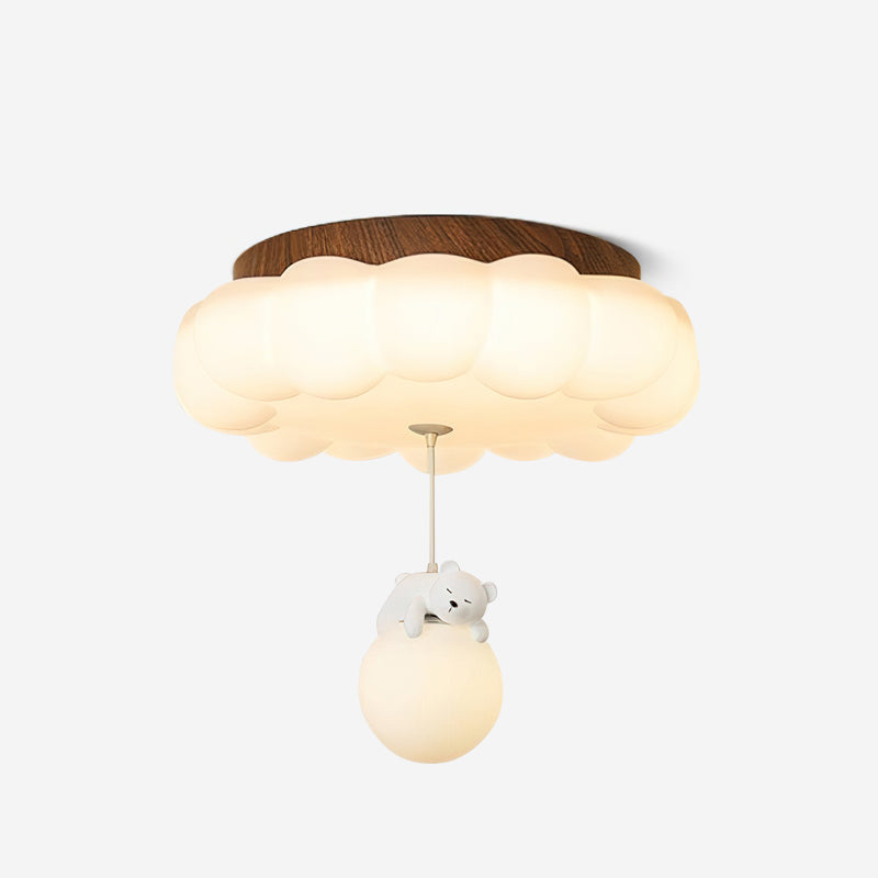 Plafonnier pour chambre d’enfant, ours, gâteau, nuage, acrylique, lumière chaude, encastré, décoratif, suspension en forme de peluche, chambre de 5-10m² | Sansoti