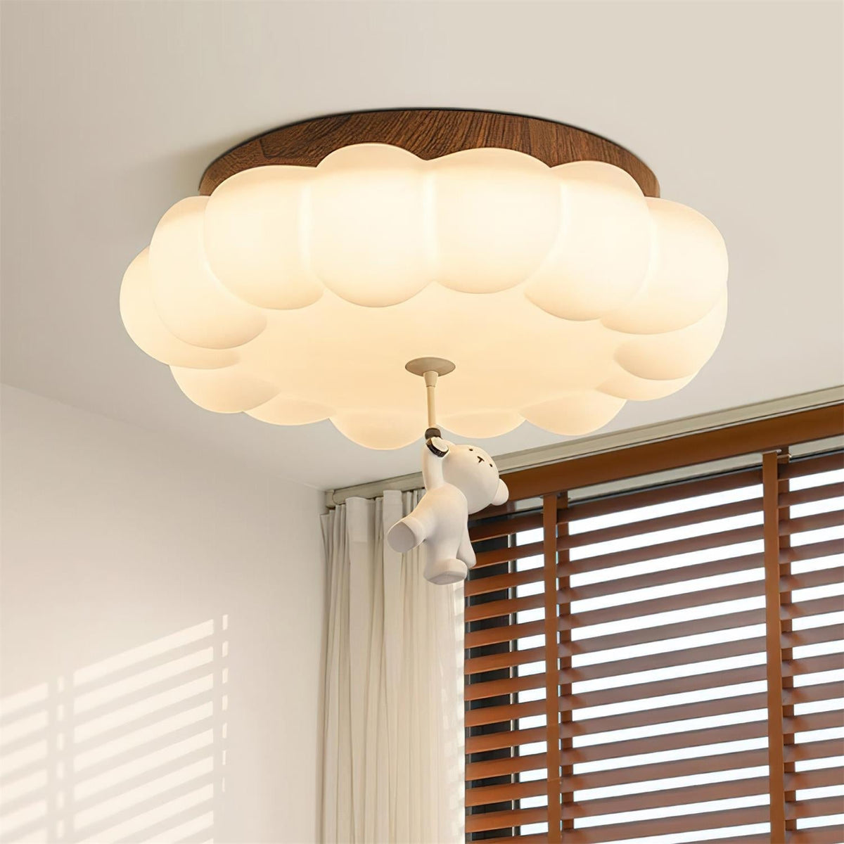 Plafonnier pour chambre d’enfant, ours, gâteau, nuage, acrylique, lumière chaude, encastré, décoratif, suspension en forme de peluche, chambre de 5-10m² | Sansoti