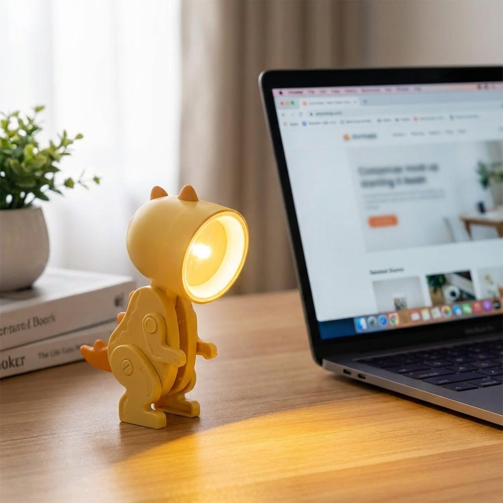 Bureaulamp Dinosaurus Opvouwbaar LED Warm Licht Draagbaar Clip Groen Blauw Roze Geel Speels Kinderkamer Kantoor Compact Reislamp USB | Sansoti