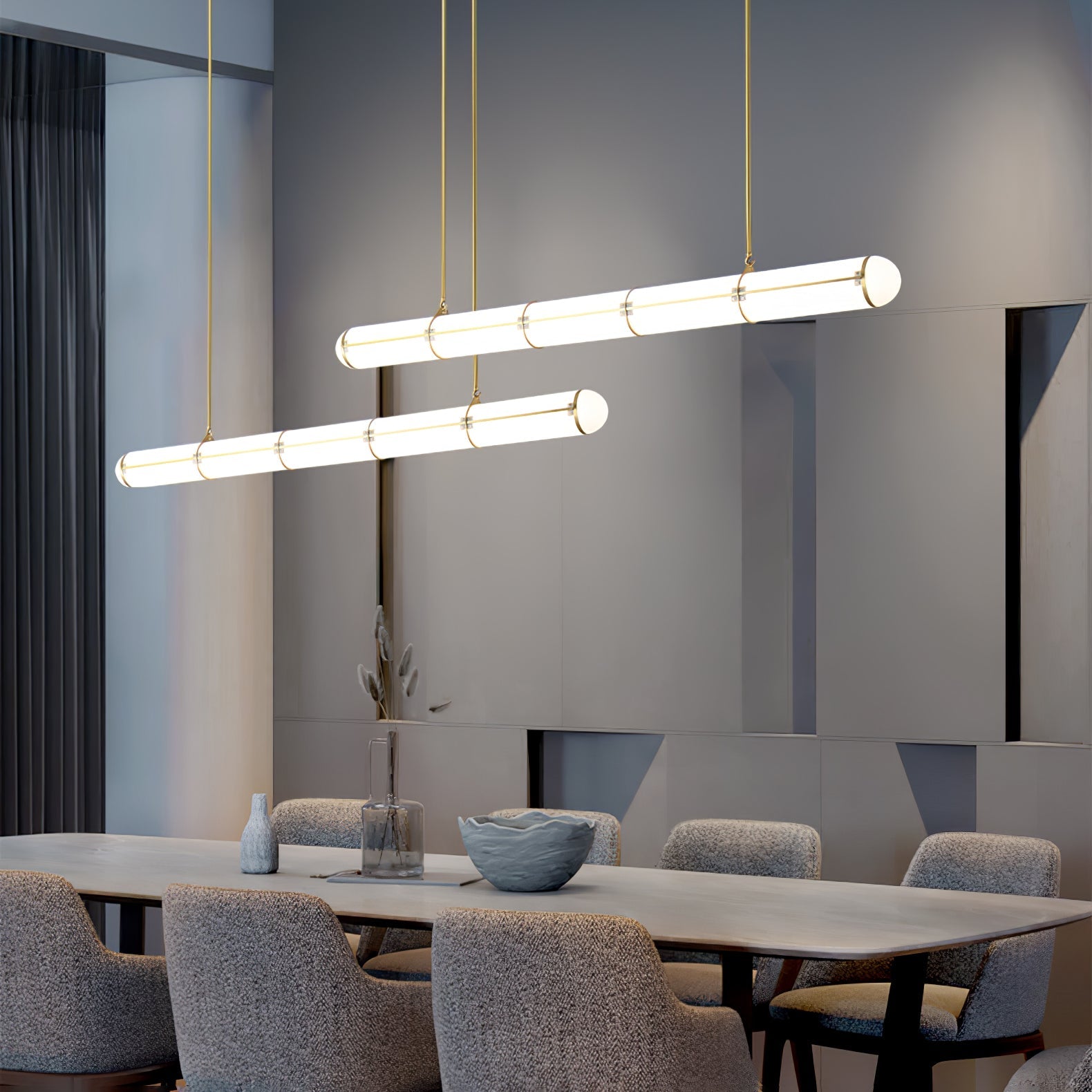 Eindloze Cilindrische Hanglamp Moderne Lineaire Verlichting voor Eettafel en Woonkamer Geïntegreerde LED Zwevende Lichtlijn Architectonische Verlichting | Sansoti