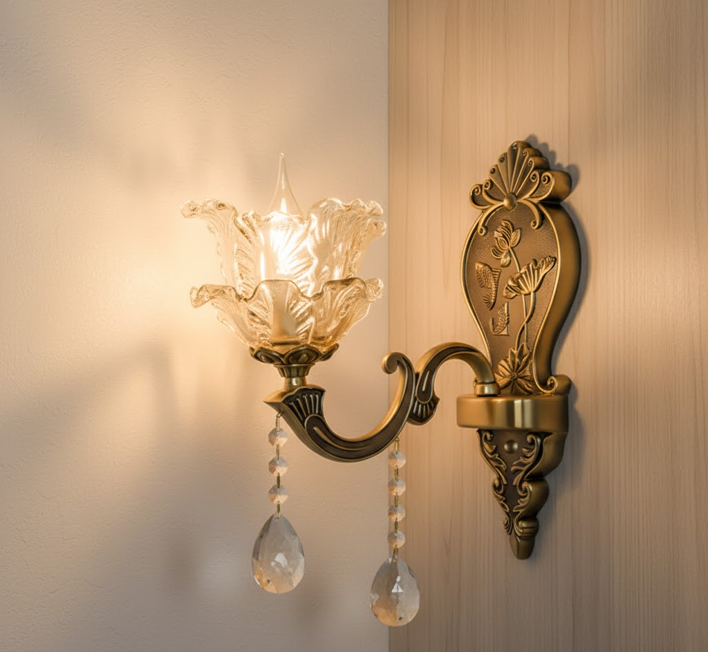 Vintage Wandlamp Goud Glas Dubbele Klassiek Warm Wit Licht Binnenwandlamp E14 Slaapkamer Woonkamer Hal Decoratief Verlichting Muurlamp | Sansoti