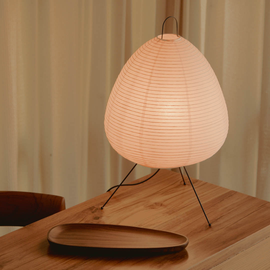Tischleuchte Reispapier Japanisch Minimalistisch 28cm Metallrahmen Stimmungslicht Weiß | Restfield