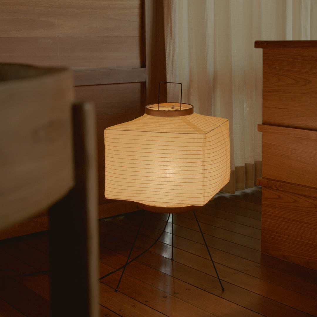Lampadaire Papier de riz Japonais Géométrique 42x60cm Akari Moderne Éclairage d'ambiance Blanc | Restfield
