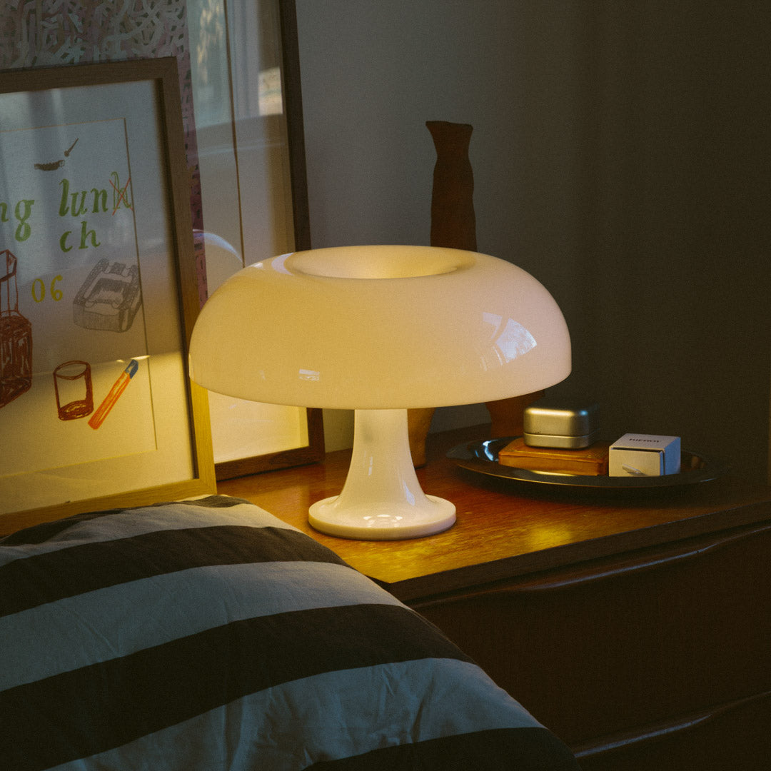 Lampe de table Acrylique Champignon Design Blanc 32cm Lampe de chevet Chambre Éclairage d'ambiance | Restfield