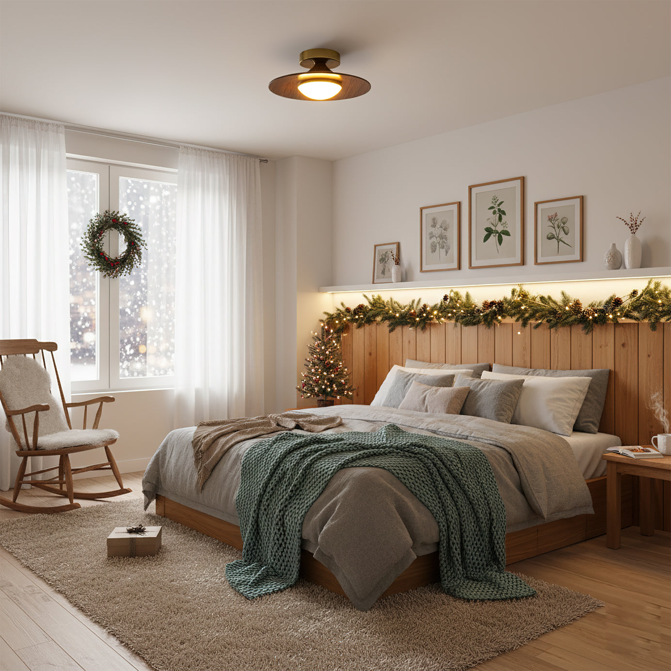 Deckenleuchte Holzoptik Gold LED Rund 24cm Modern Design | Restfield