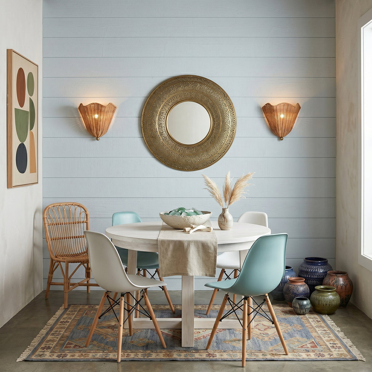 Wandleuchte Rattan Naturbraun E26 E27 LED-Fassung Innenbeleuchtung Boho-Stimmungsleuchte Dekorativ | Sansoti