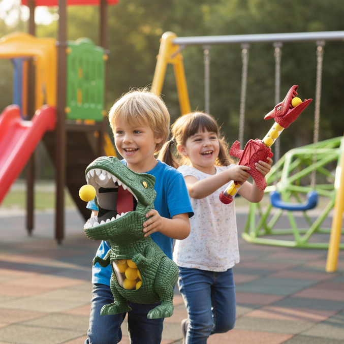 Dinosaurus Schietspel voor Kinderen met Zachte Schuimballen en Doelbord | Actief Binnen- en Buitenspeelgoed voor Hand-Oog Coördinatie | Sansoti