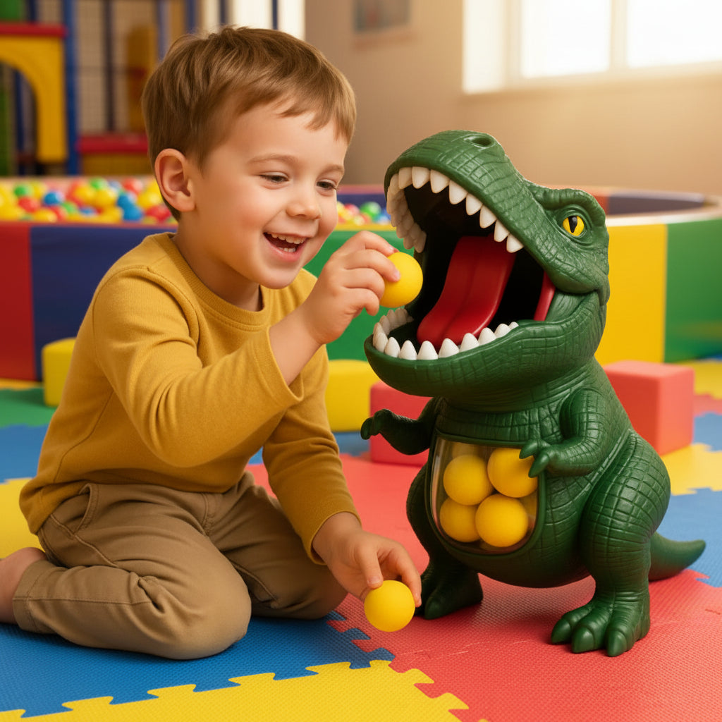 Dinosaurus Schietspel voor Kinderen met Zachte Schuimballen en Doelbord | Actief Binnen- en Buitenspeelgoed voor Hand-Oog Coördinatie | Sansoti