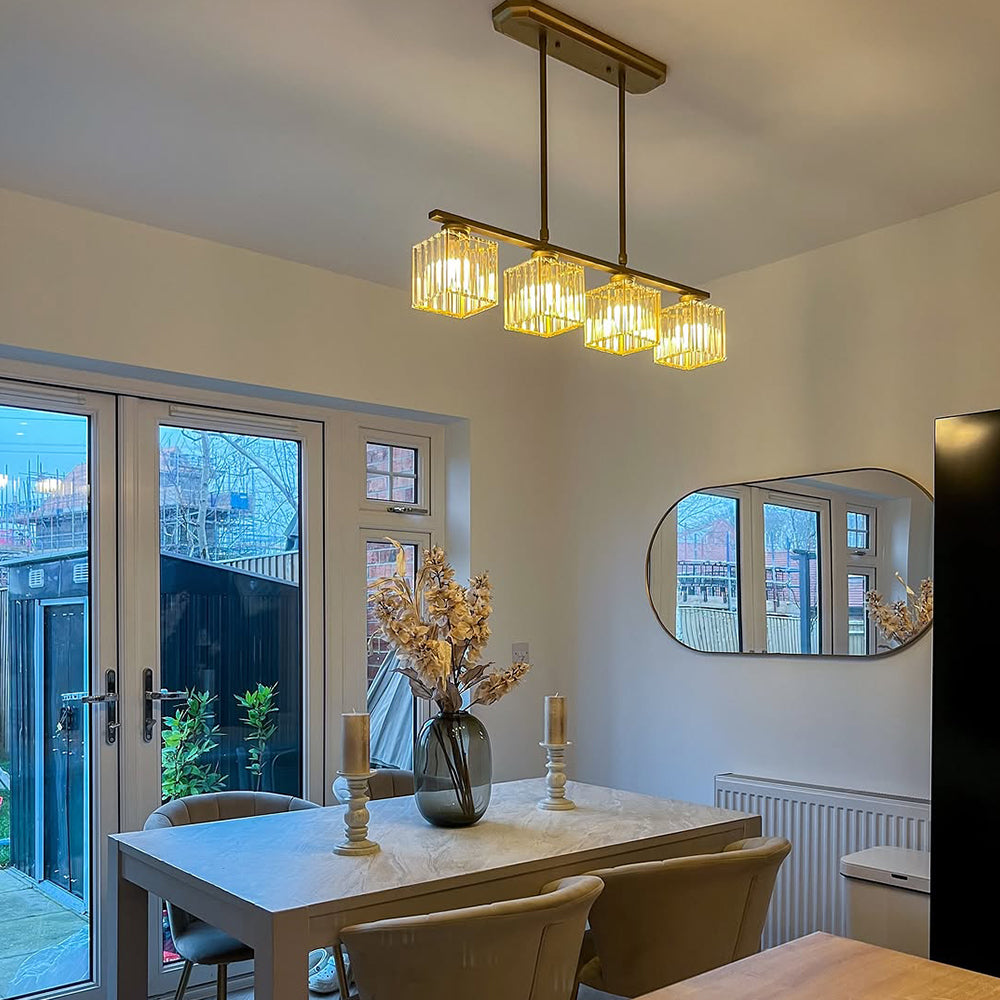 Hanglamp Eettafel Glas Zwart Goud 3 Of 4 Lichts E27 Modern | Sansoti