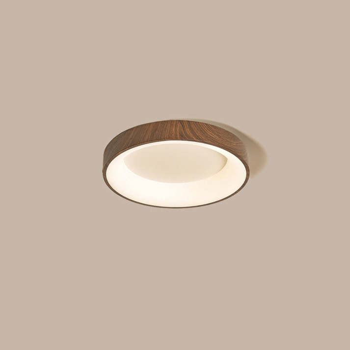 LED Deckenleuchte Holzoptik Eisen Acryl Rund Wohnzimmer Schlafzimmer Flur Moderne Deckenleuchte Skandinavisches Design Warmes Licht | Restfield