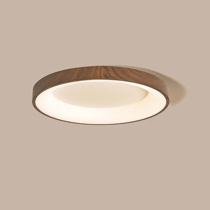 LED Deckenleuchte Holzoptik Eisen Acryl Rund Wohnzimmer Schlafzimmer Flur Moderne Deckenleuchte Skandinavisches Design Warmes Licht | Restfield