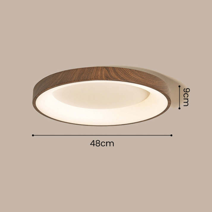 LED Deckenleuchte Holzoptik Eisen Acryl Rund Wohnzimmer Schlafzimmer Flur Moderne Deckenleuchte Skandinavisches Design Warmes Licht | Restfield