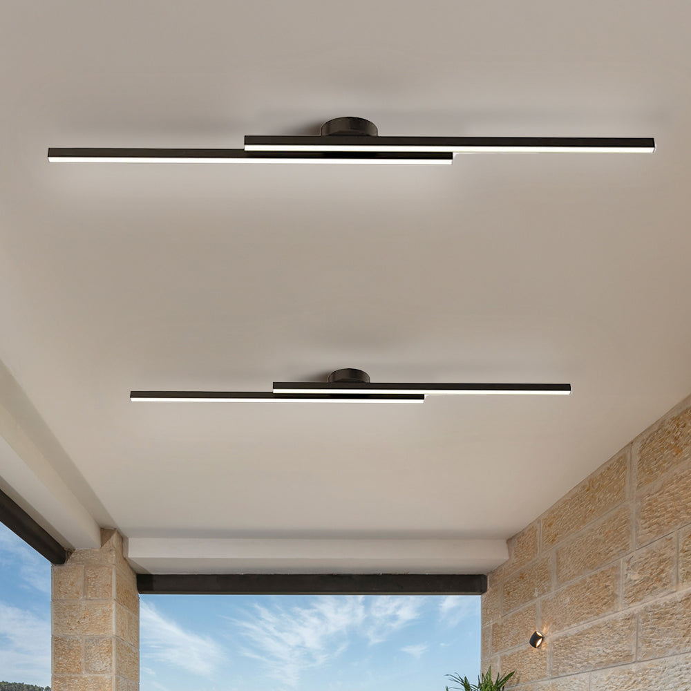 Longstrip plafondlamp LED aluminium zwart woonkamer hal slaapkamer lineaire plafondverlichting modern strak design | Sansoti