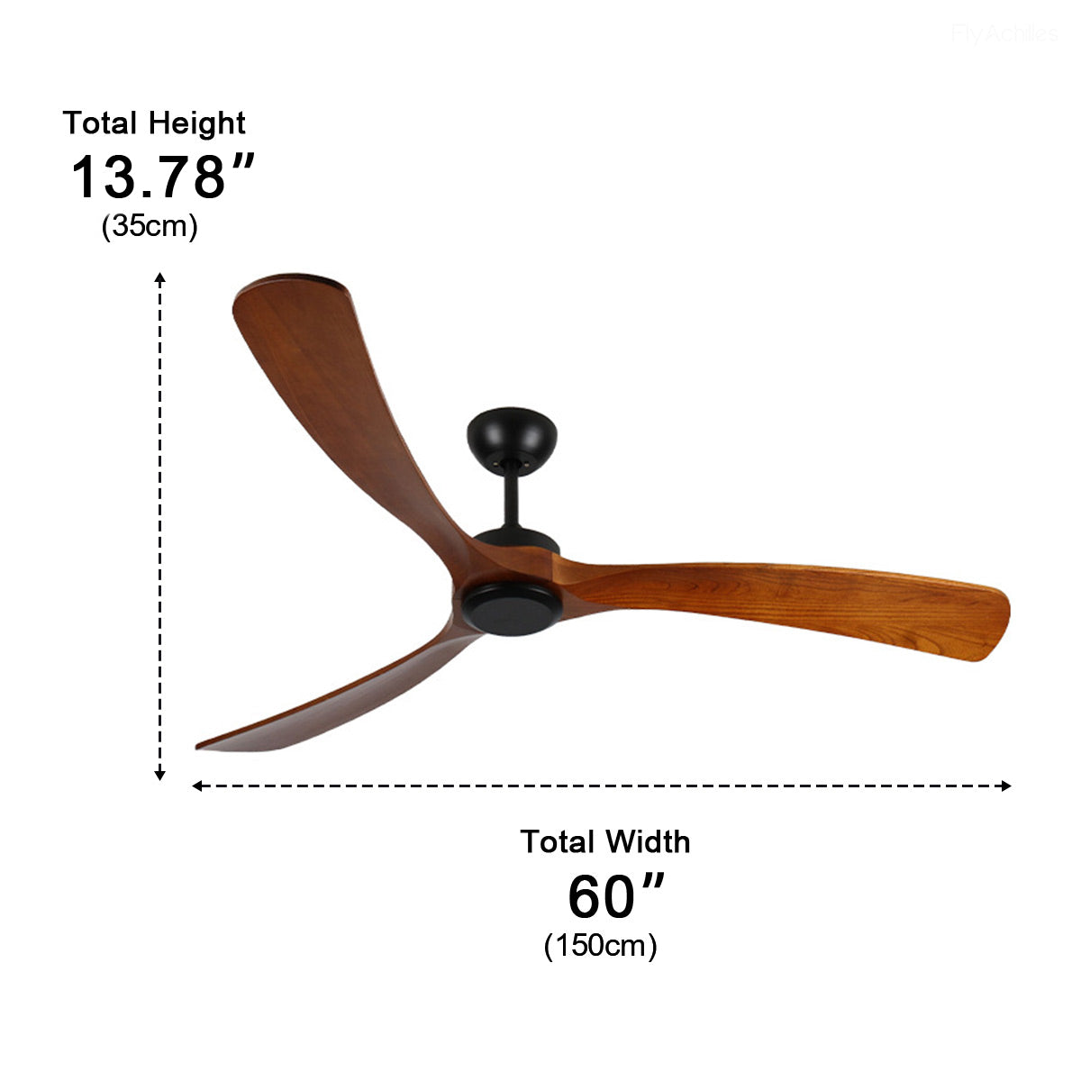 Ceiling Fan Walnut Black Reversible Water-Resistant 6 Speeds Remote Control Patio Bedroom | Sansoti