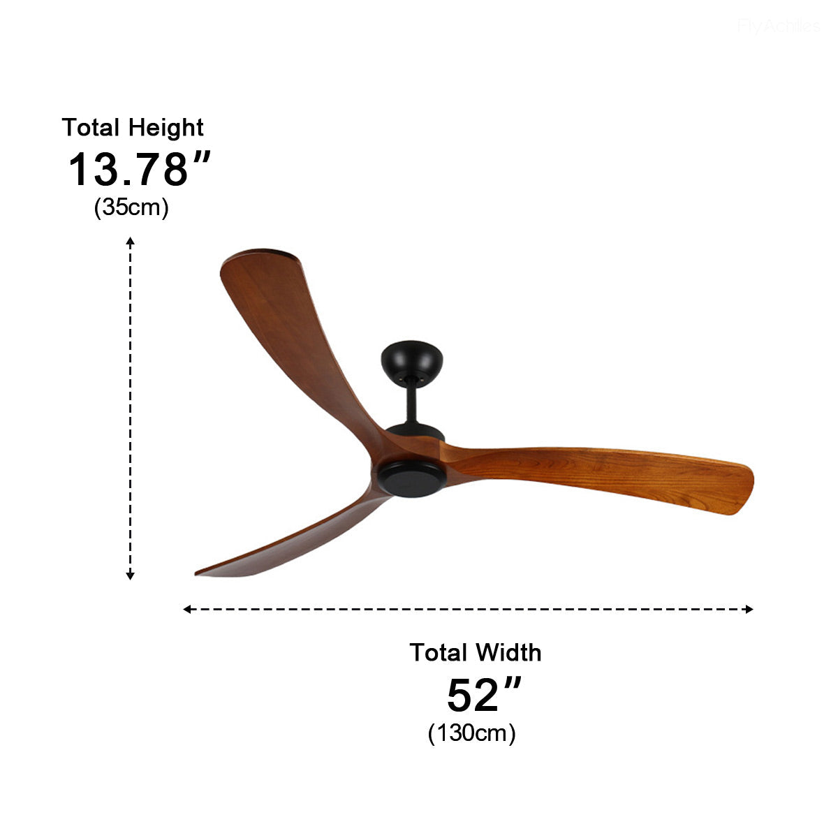 Ceiling Fan Walnut Black Reversible Water-Resistant 6 Speeds Remote Control Patio Bedroom | Sansoti