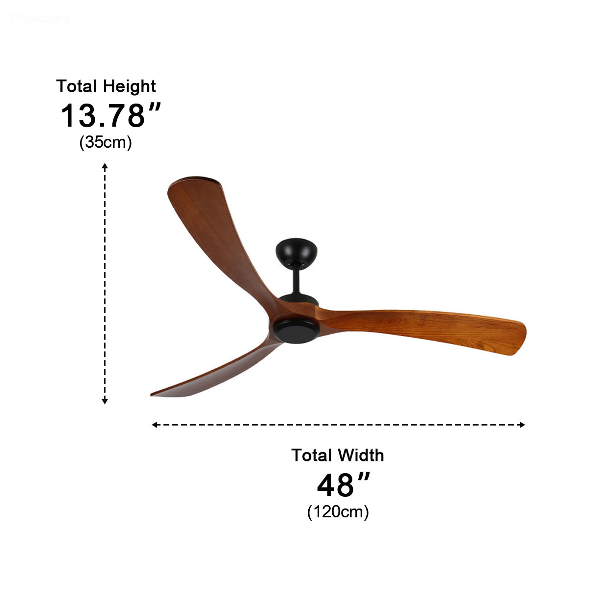 Ceiling Fan Walnut Black Reversible Water-Resistant 6 Speeds Remote Control Patio Bedroom | Sansoti