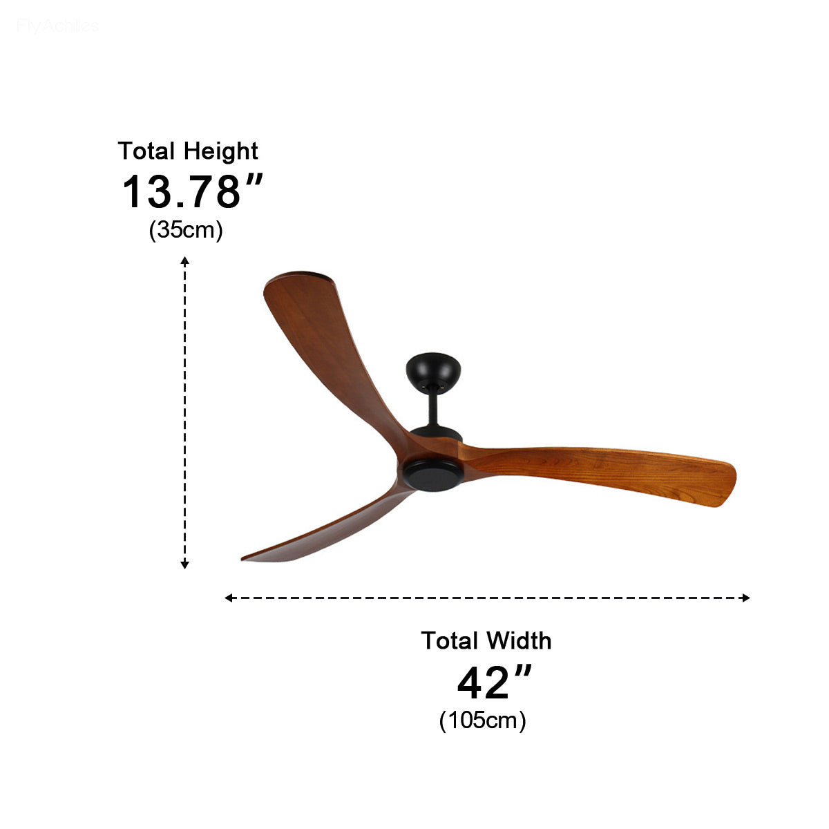 Ceiling Fan Walnut Black Reversible Water-Resistant 6 Speeds Remote Control Patio Bedroom | Sansoti
