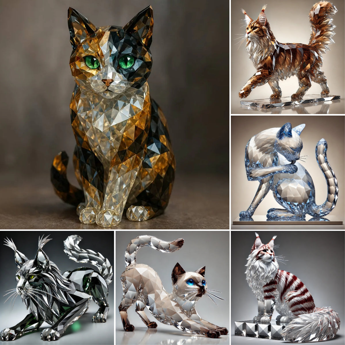 Advent Calendar Cats with 24 Crystal Figurines Collection December Christmas Decoration for Cat Lovers | Sansoti