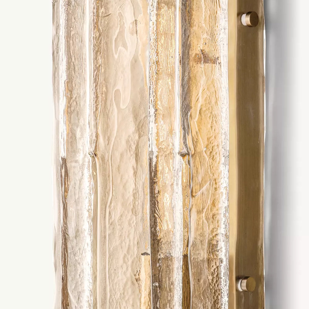 Applique murale en verre géométrique et acier, verre transparent, éclairage mural, design moderne, pour salon et chambre, ambiance chaleureuse | Sansoti