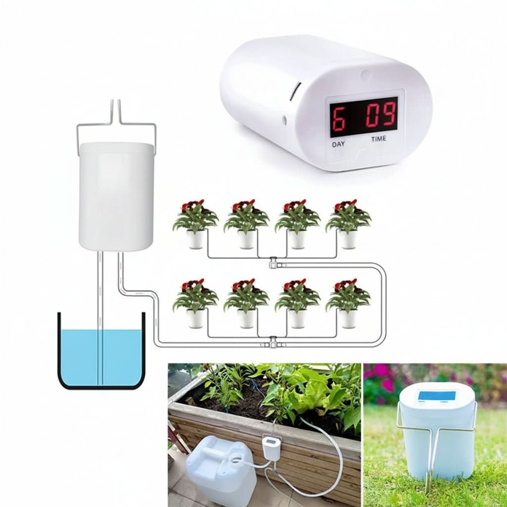 Automatic Drip Irrigation System for Houseplants with Timer Adjustable Hoses Garden Vacation Watering | Sansoti