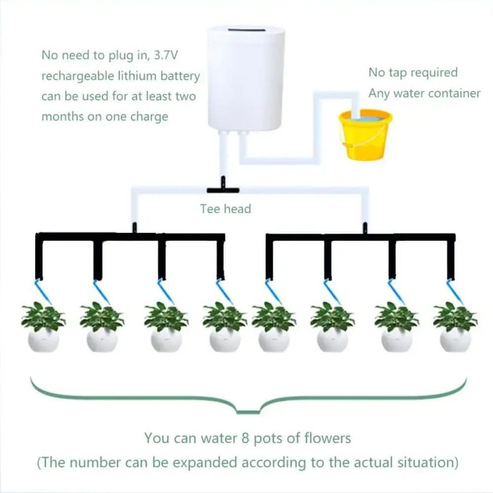 Automatic Drip Irrigation System for Houseplants with Timer Adjustable Hoses Garden Vacation Watering | Sansoti
