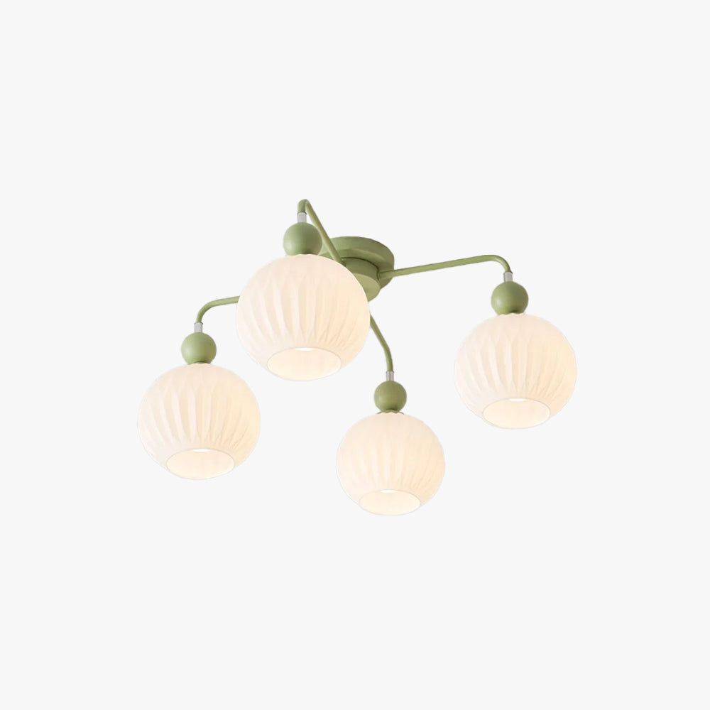 Ceiling Light with Wavy Glass Shades 4-8 Arms Black Green Living Room Bedroom Modern Design Ambient Lighting | Sansoti