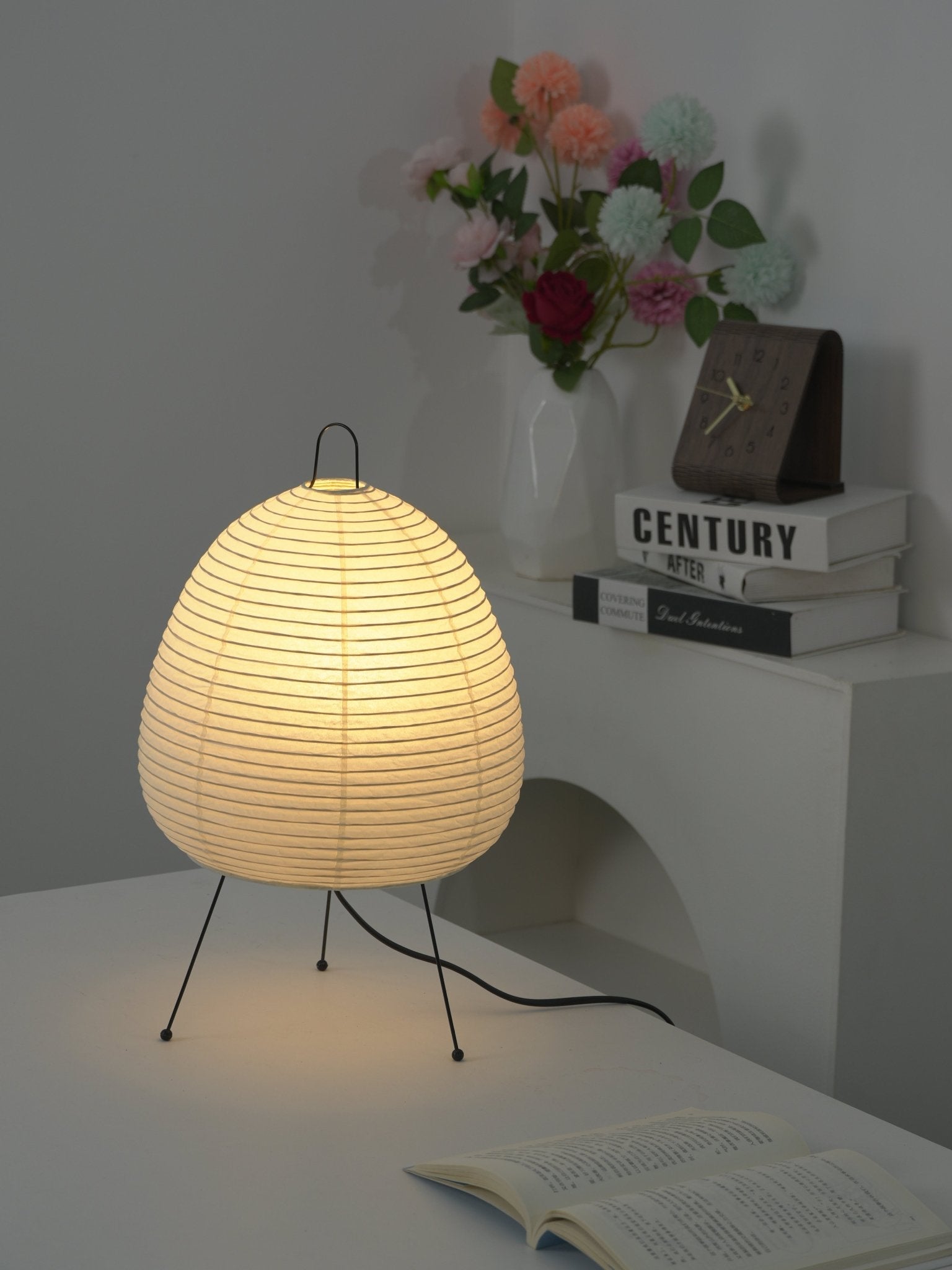 Japanse Lantaarn Tafellamp met Handgemaakt Moerbeipapier Scherm – 8 Maten – E26 Fitting – Plug & Play met 150 cm Snoer – Inspiratie 1951 Akari Lantaarns | Sansoti