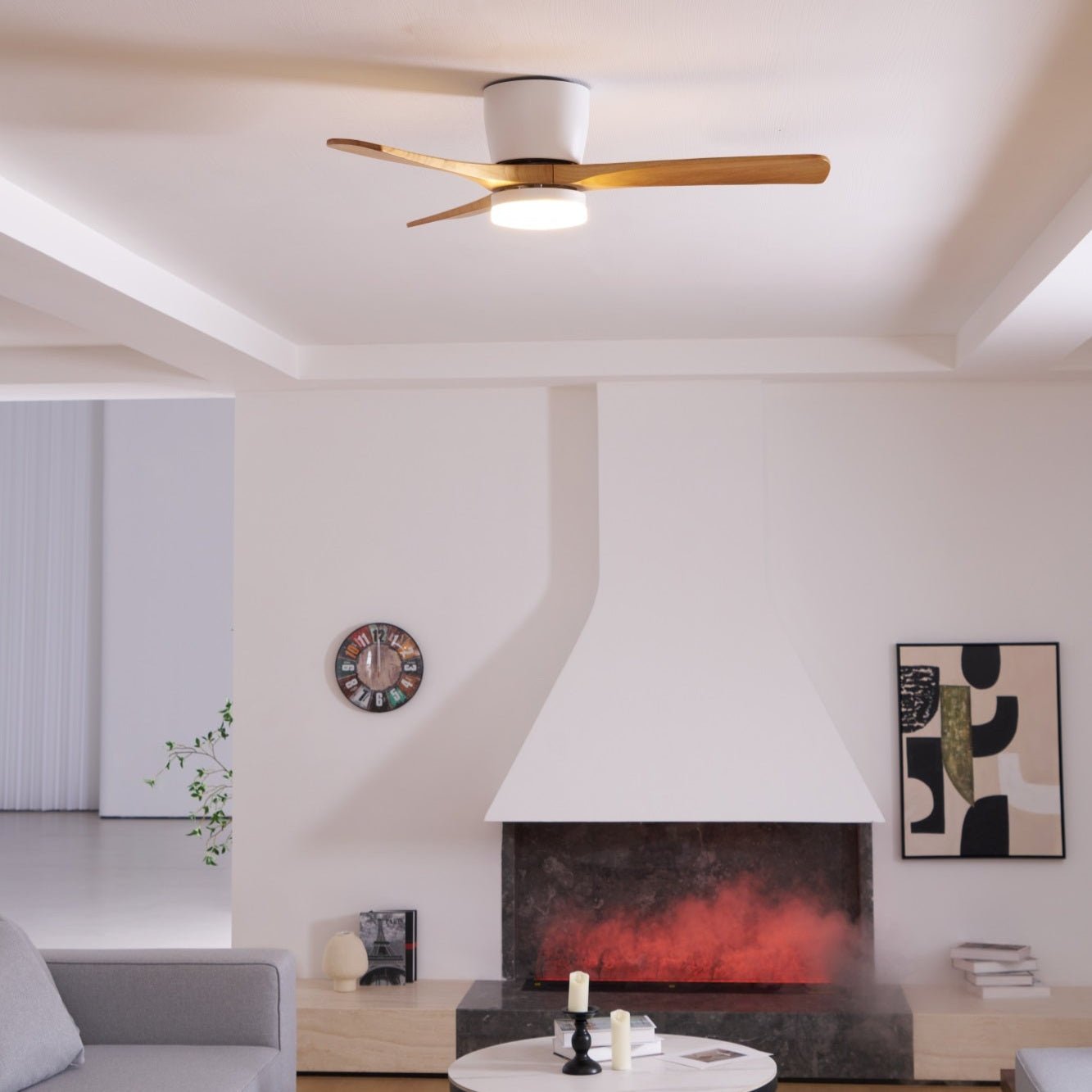Ventilateur de plafond avec éclairage LED et pales en bois – Design scandinave | Restfield