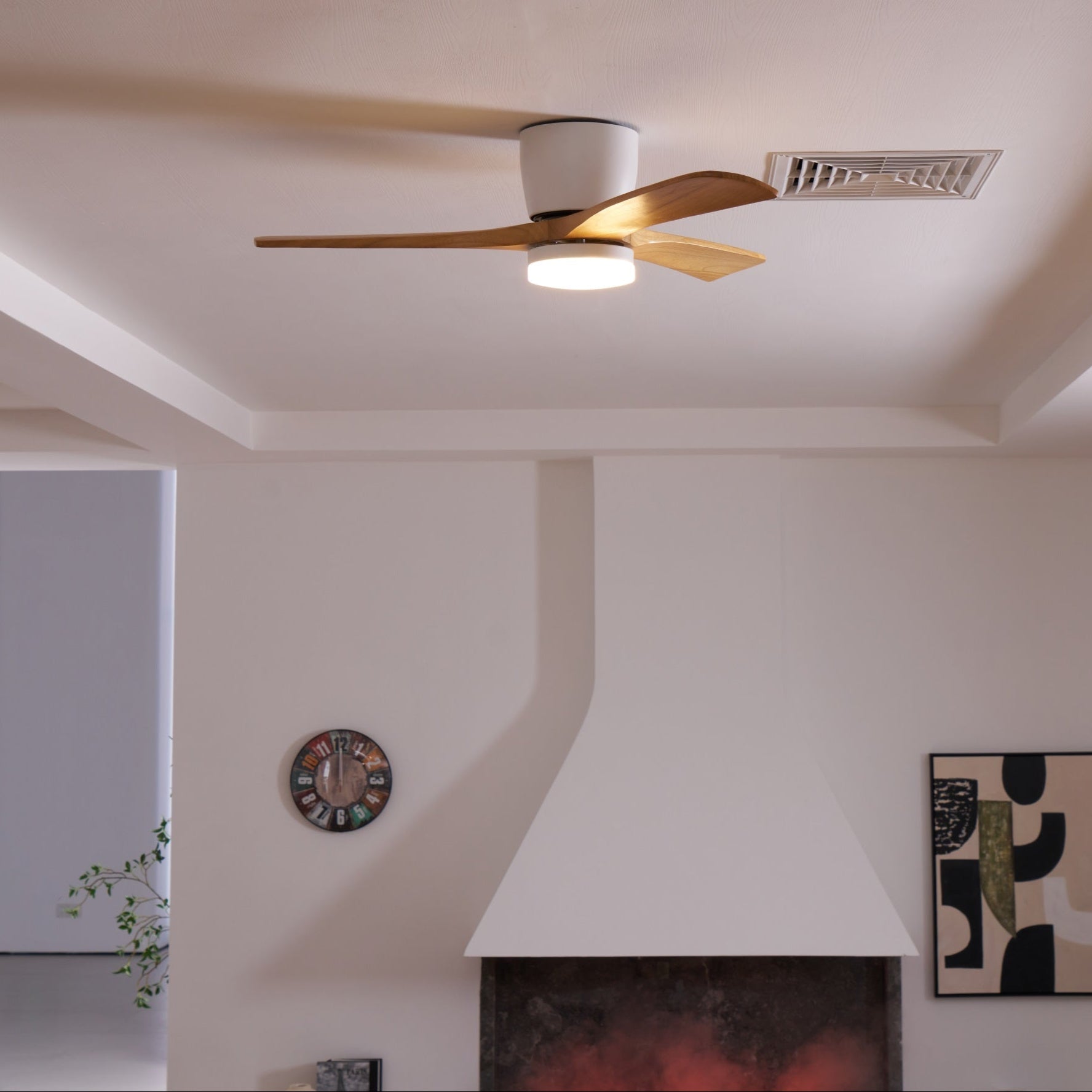 Ventilateur de plafond avec éclairage LED et pales en bois – Design scandinave | Restfield