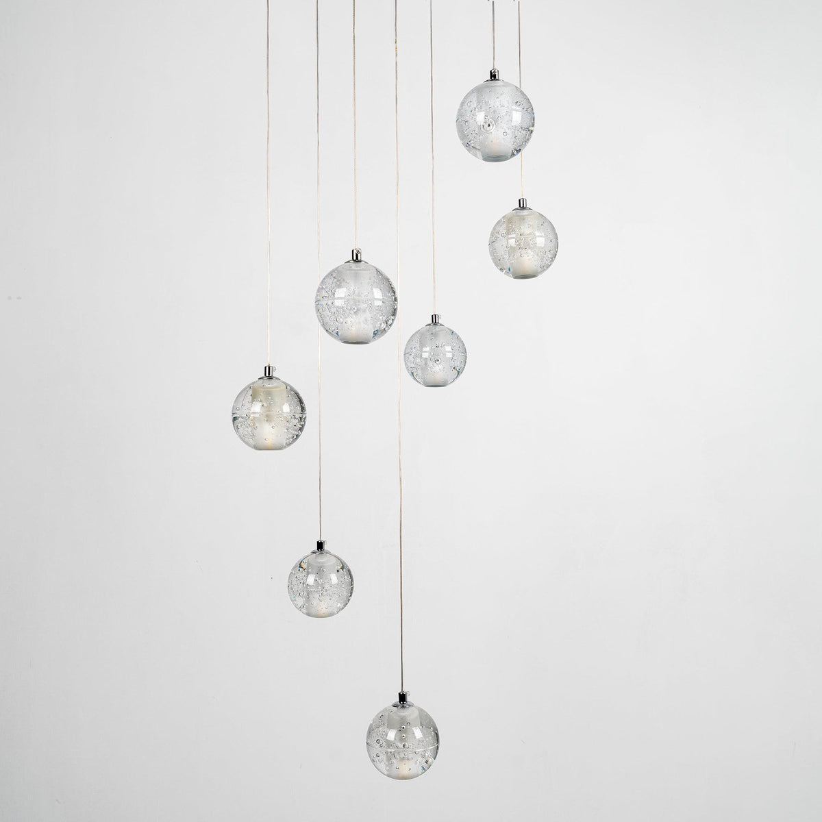 Crystal Cluster Pendant Lights Multiple Spheres Chrome Ceiling Lighting Modern Design Dining Room Living Room | Sansoti