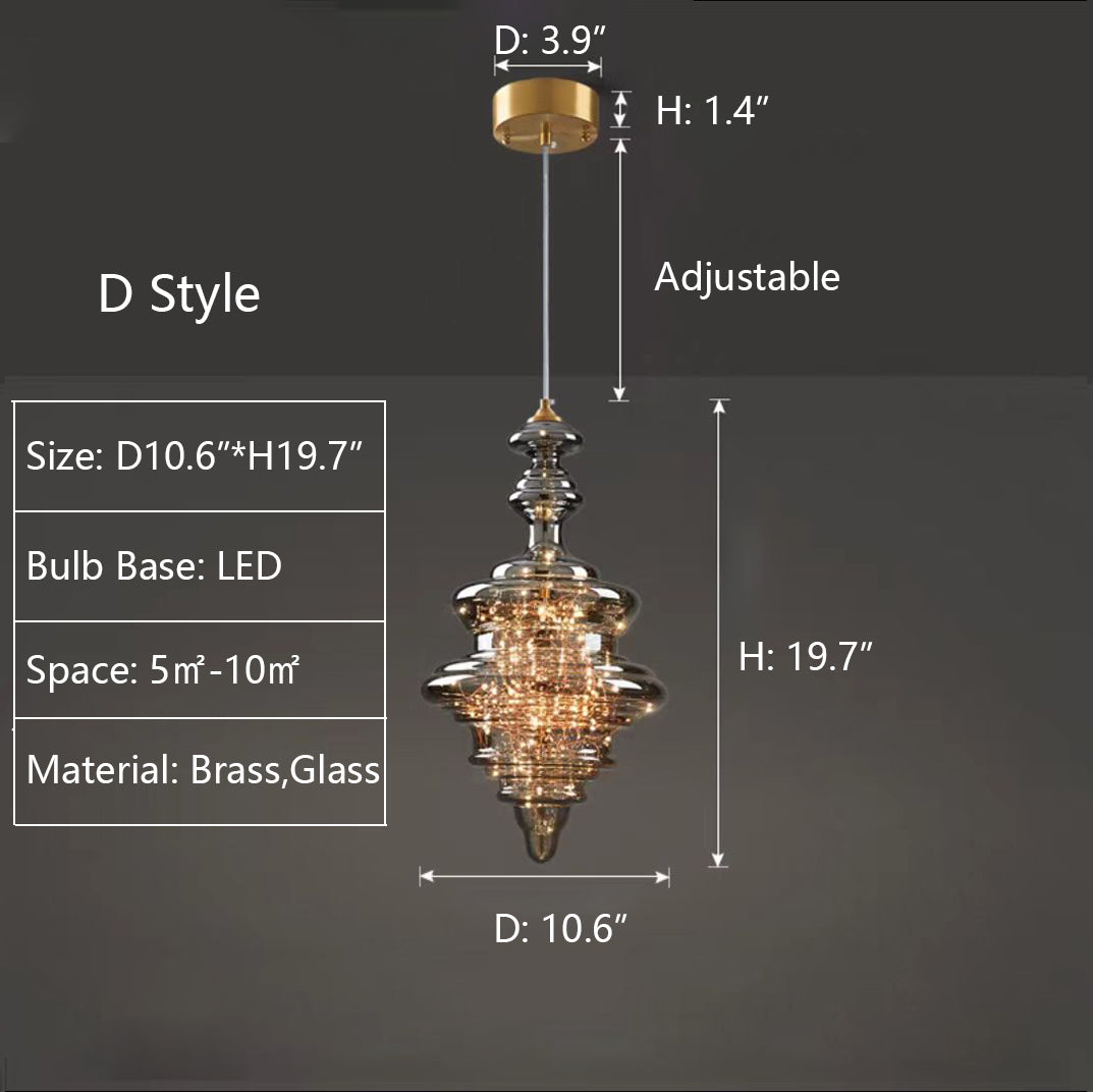Grijze glazen hanglamp met sterrenhemel-effect voor eetkamer, bar of keukeneiland | Sansoti