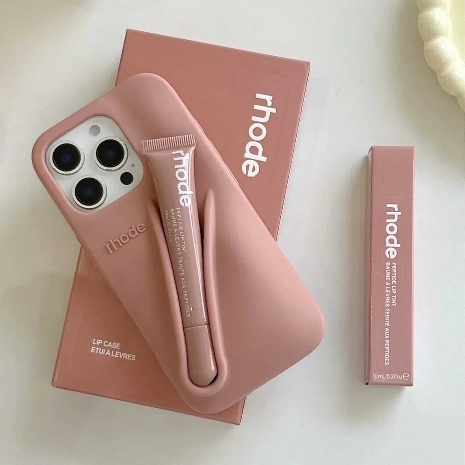Phone Case with Lip Gloss Set for iPhone 13 to 17 – Silicone Protective Case with Beauty Accessory – Premium Combination | Sansoti