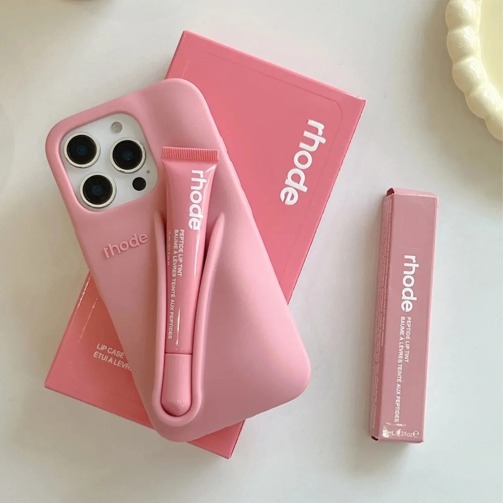 Phone Case with Lip Gloss Set for iPhone 13 to 17 – Silicone Protective Case with Beauty Accessory – Premium Combination | Sansoti