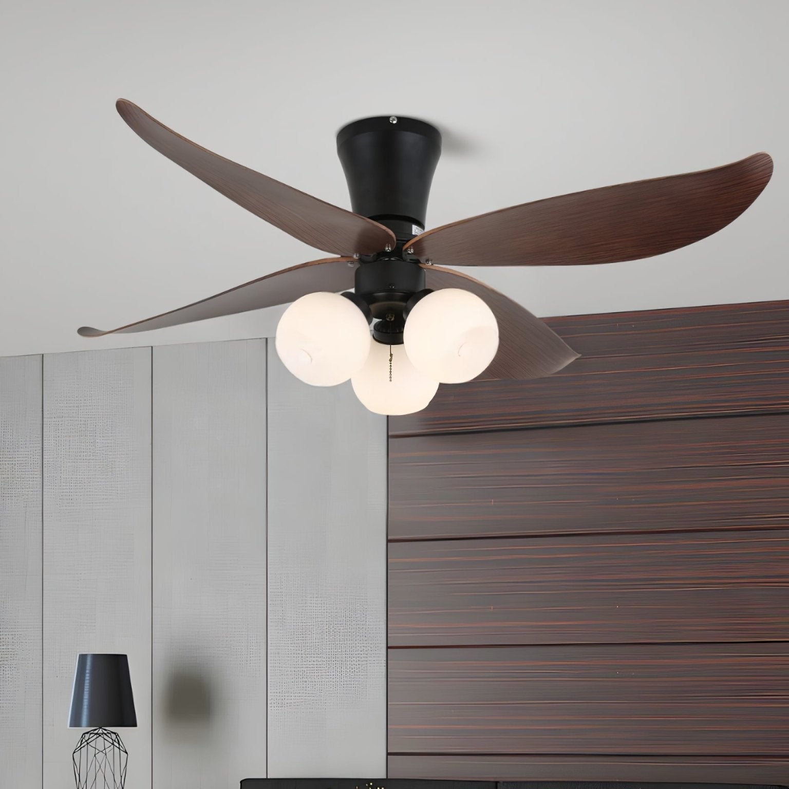 Scandinavische Plafondventilator met Verlichting Hout & Glas Design 90cm | Sansoti