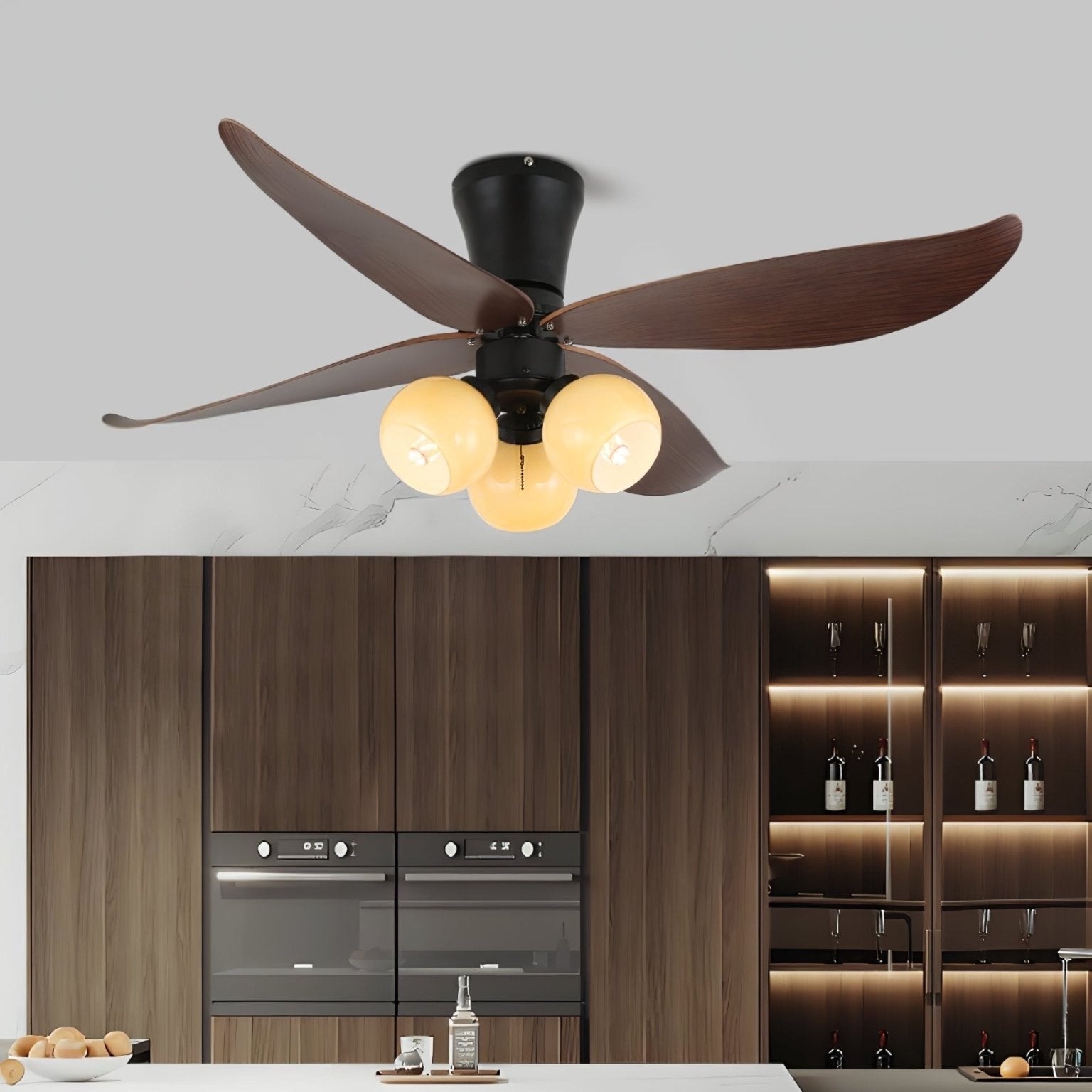 Scandinavische Plafondventilator met Verlichting Hout & Glas Design 90cm | Sansoti