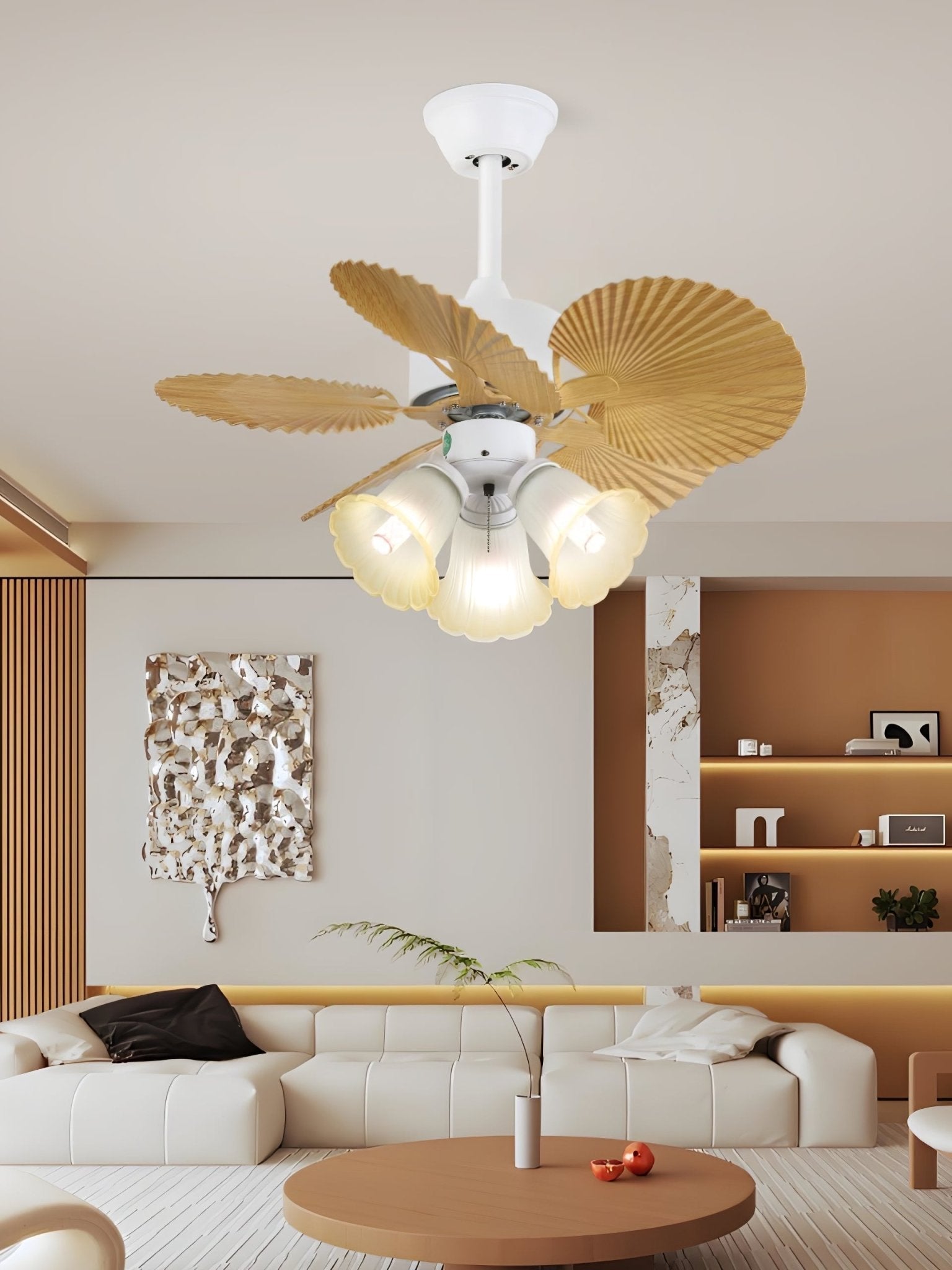 Vintage Plafondventilator Aurelia met Verlichting en Hout – Ø80×30cm 35W LED | Sansoti