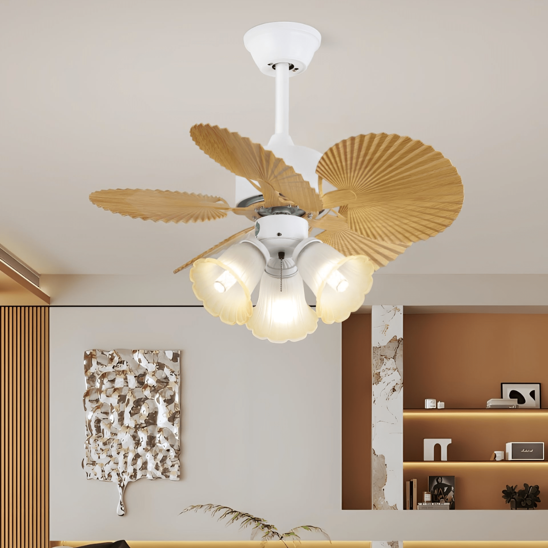 Vintage Plafondventilator Aurelia met Verlichting en Hout – Ø80×30cm 35W LED | Sansoti