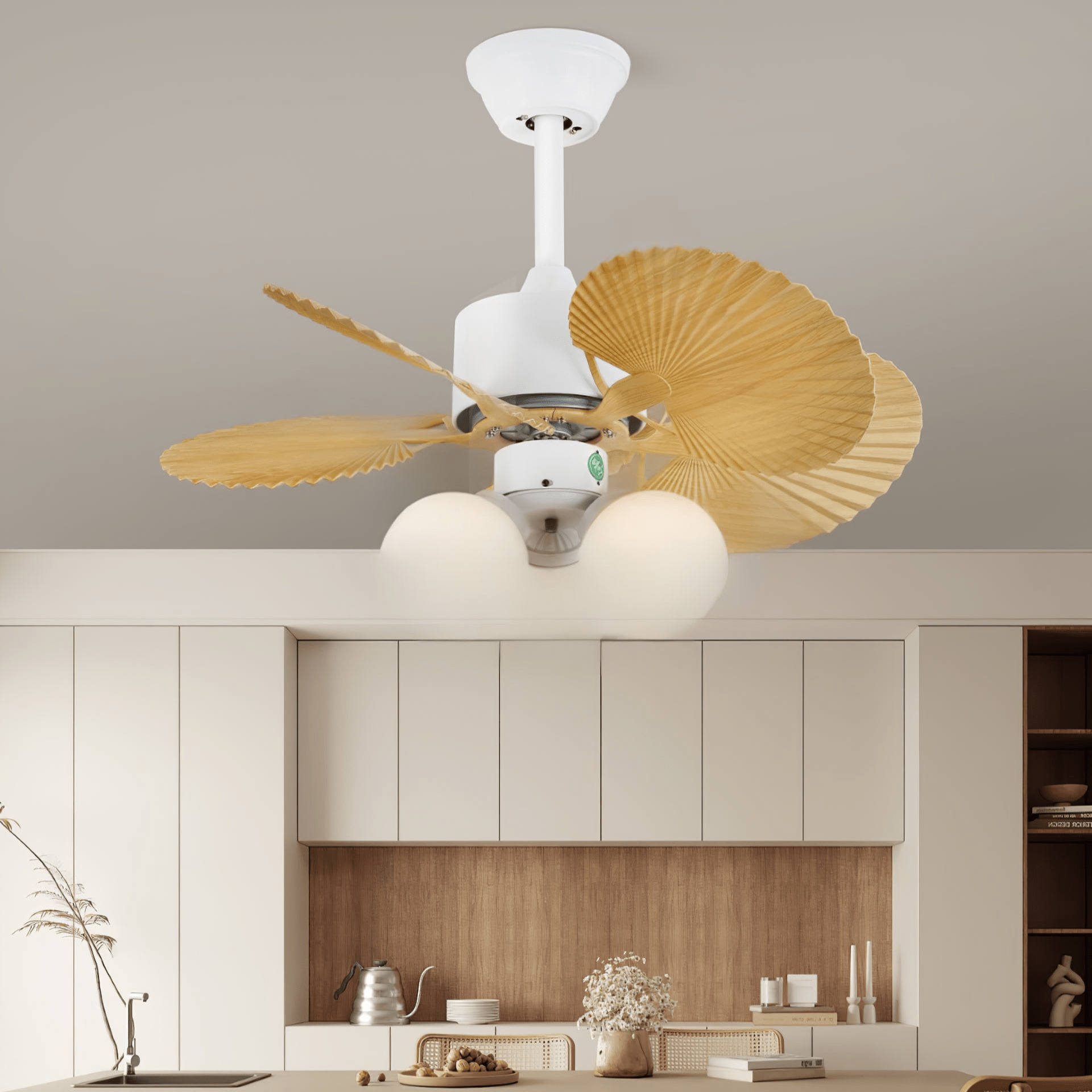 Vintage Plafondventilator Aurelia met Verlichting en Hout – Ø80×30cm 35W LED | Sansoti