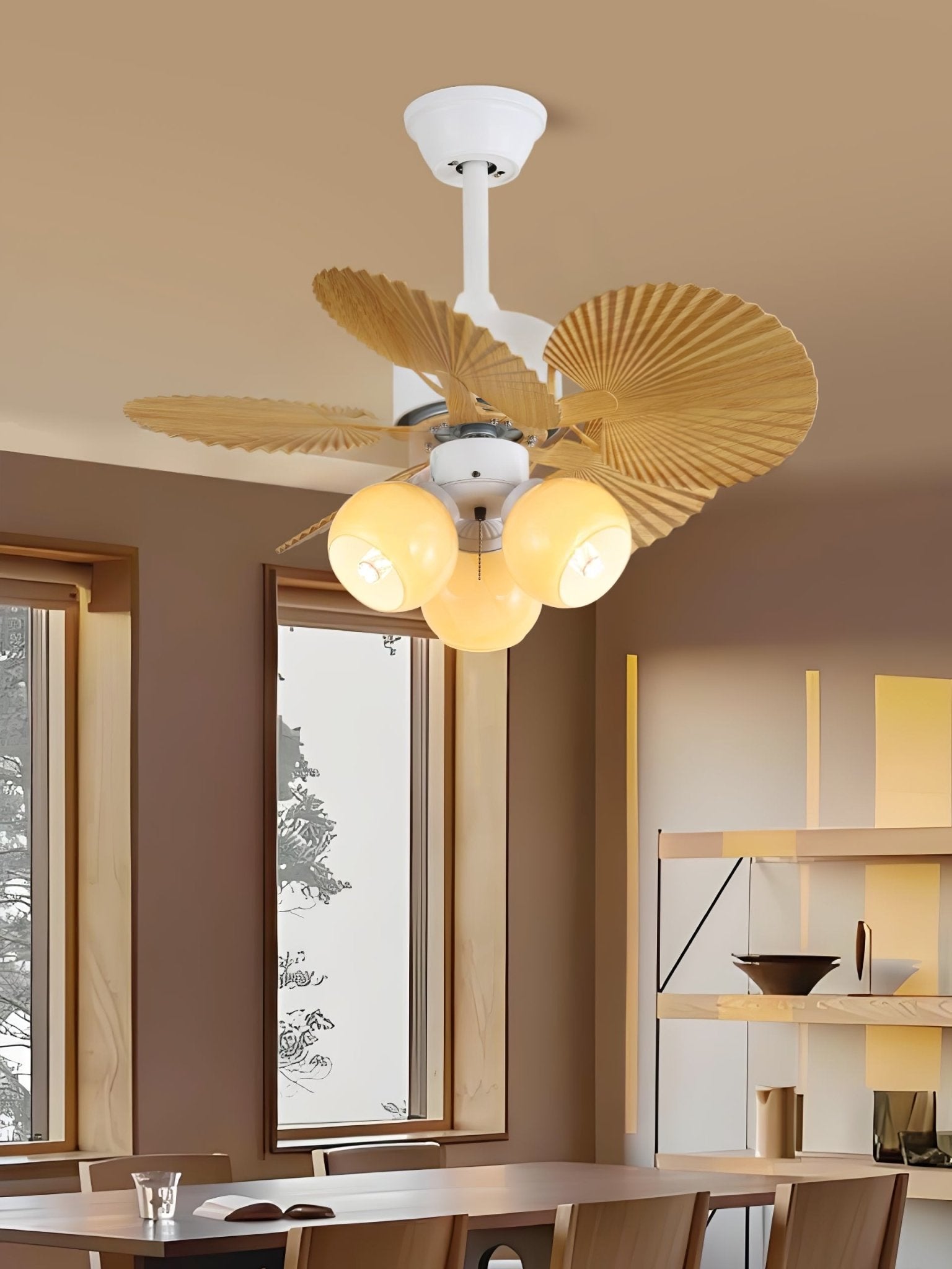 Vintage Plafondventilator Aurelia met Verlichting en Hout – Ø80×30cm 35W LED | Sansoti