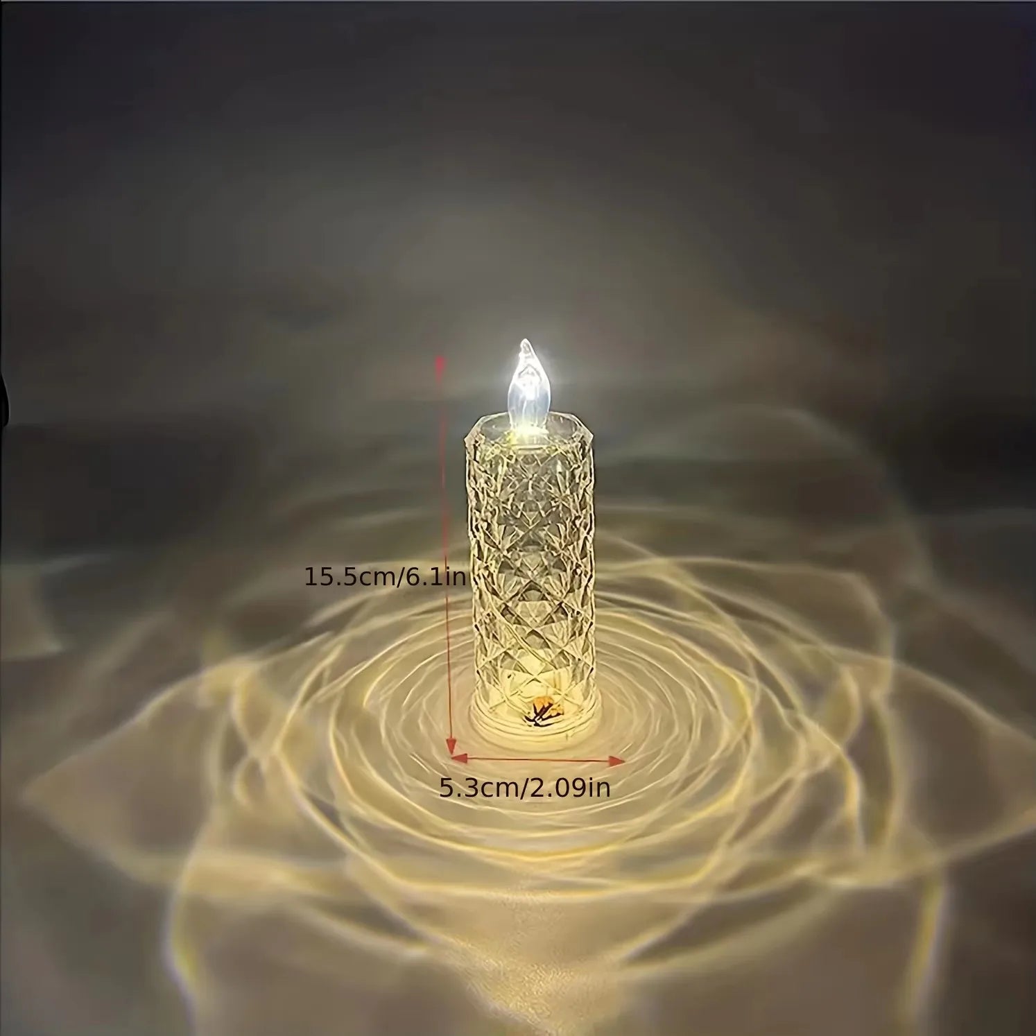 Vlamloze LED Kaars Kristal Kunststof 6x18 cm Flakkereffect Afstandsbediening Timer Batterij Sfeerverlichting Woonkamer Slaapkamer Decoratie | Sansoti