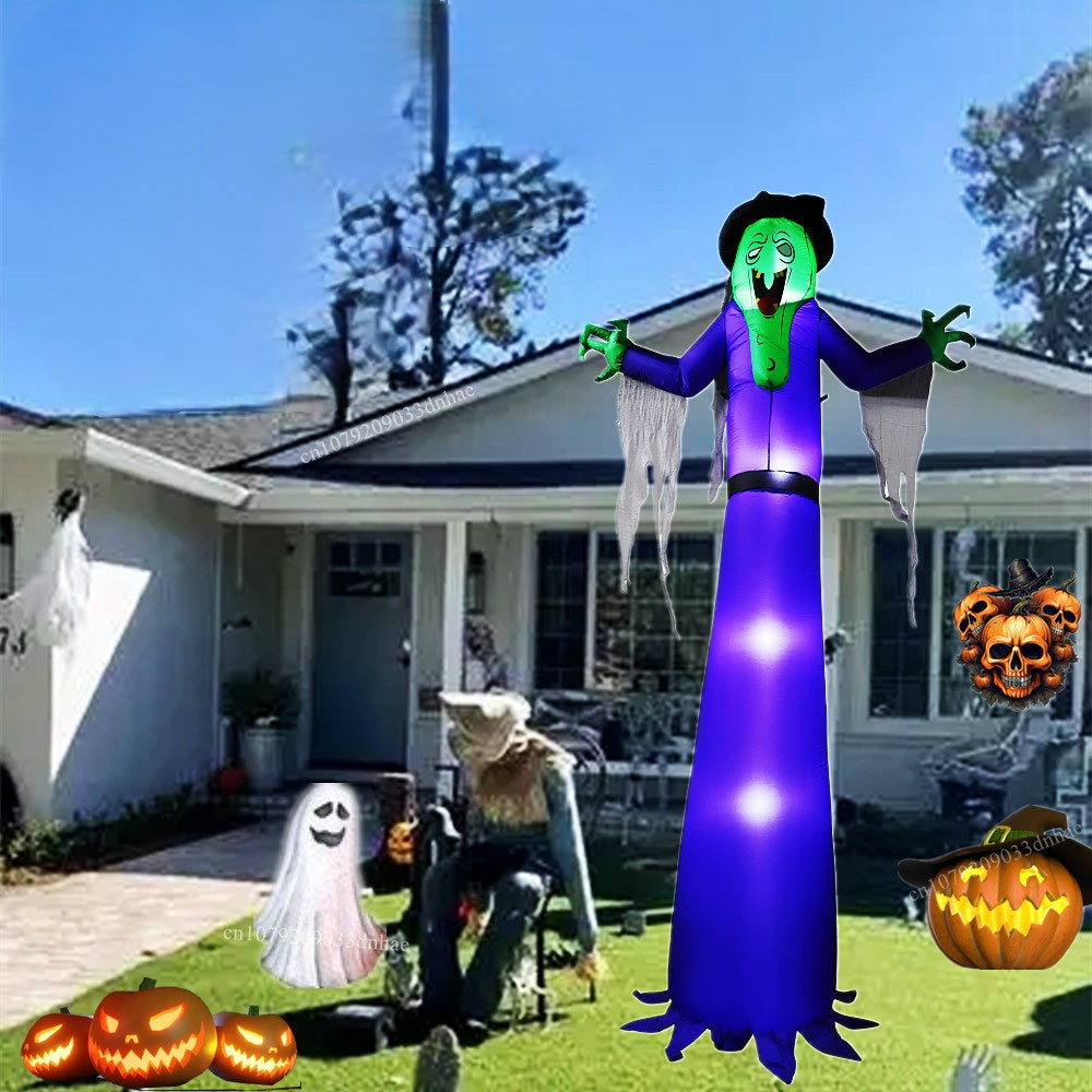Inflatable Witch Decoration with LED Lighting, 267cm, Halloween Garden Decoration for Indoor and Outdoor Use | Sansoti