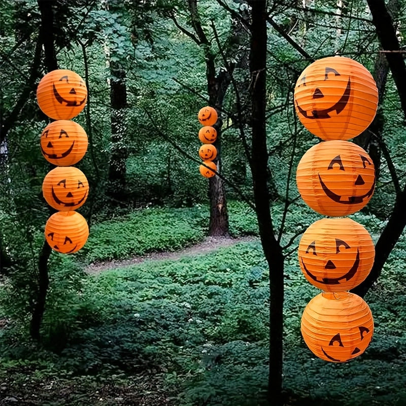 Orange Pumpkin Paper Lantern Set of 12 Halloween Party Decorations Hanging Decoration 20cm Diameter | Sansoti