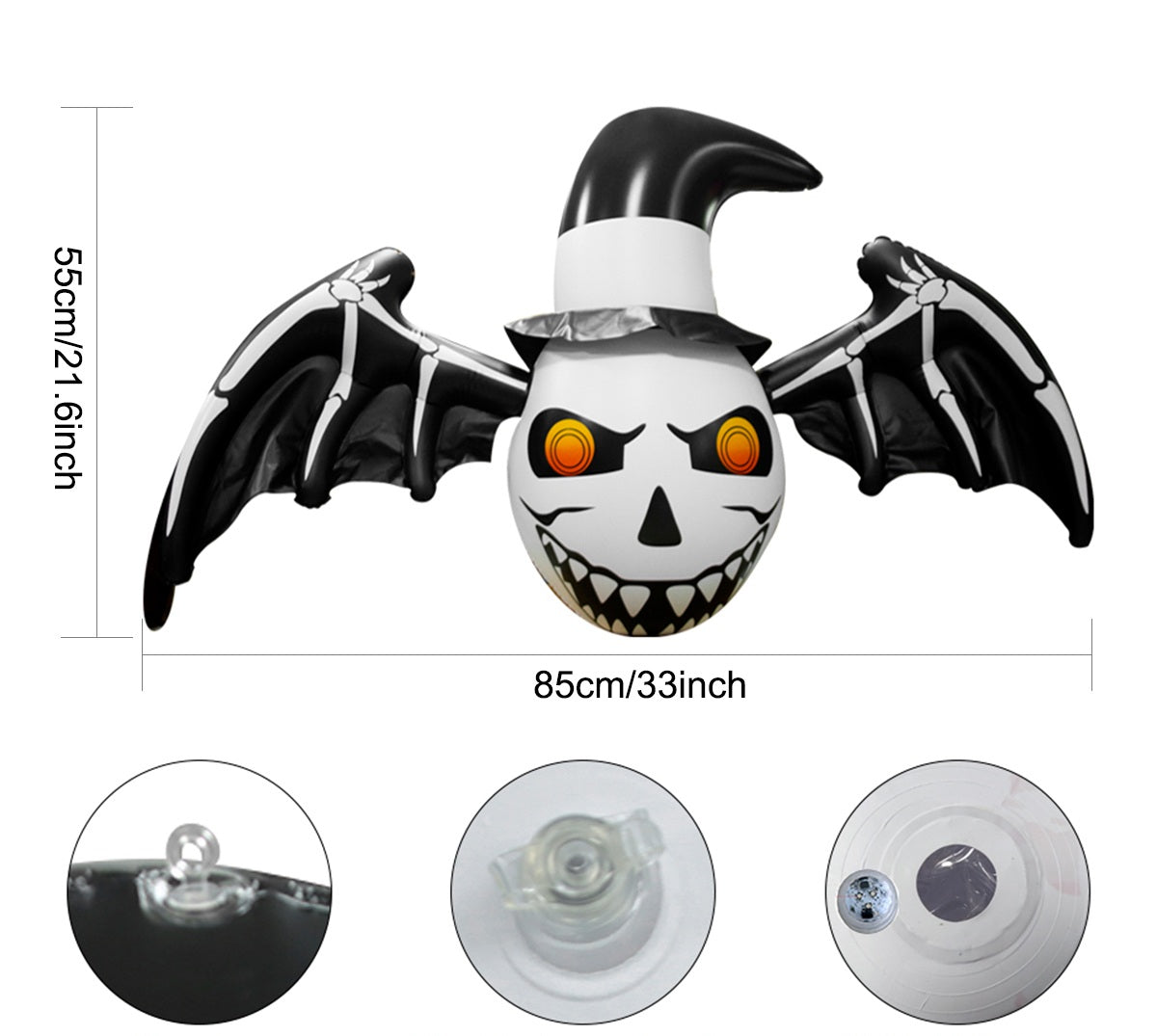 Dmuchana dekoracja na Halloween z oświetleniem LED - upiorna dekoracja ogrodowa do użytku na zewnątrz na imprezę w stylu horroru | Sansoti