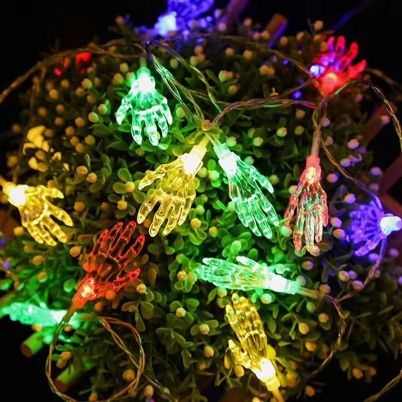 LED String Lights Skeleton Hands Halloween 1.5-3m Indoor Outdoor Ambient Lighting Party Decoration Spooky Theme Party | Sansoti