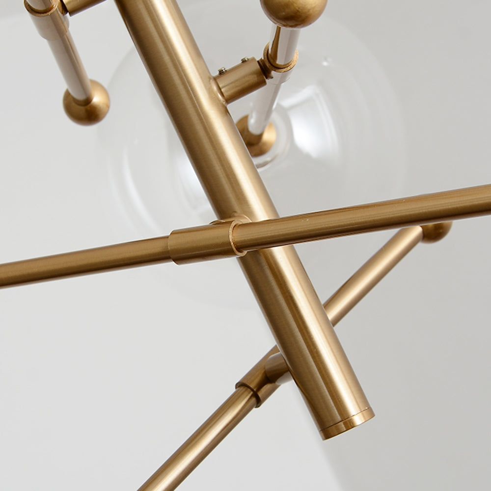 Goldfarbene Hängeleuchte mit Glaskugelschirmen, LED, 6 oder 8 Leuchtpunkte, Metall, modernes Design, Esszimmer, Wohnzimmer | Sansoti
