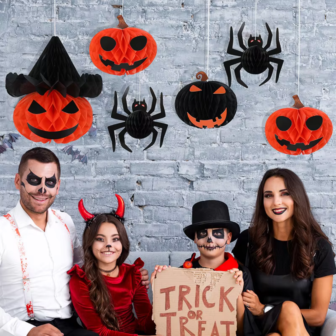 Foldable Paper Lantern Halloween Hanging Decoration Indoor Outdoor Party Spooky Atmosphere Pumpkin Skeleton Decoration | Sansoti