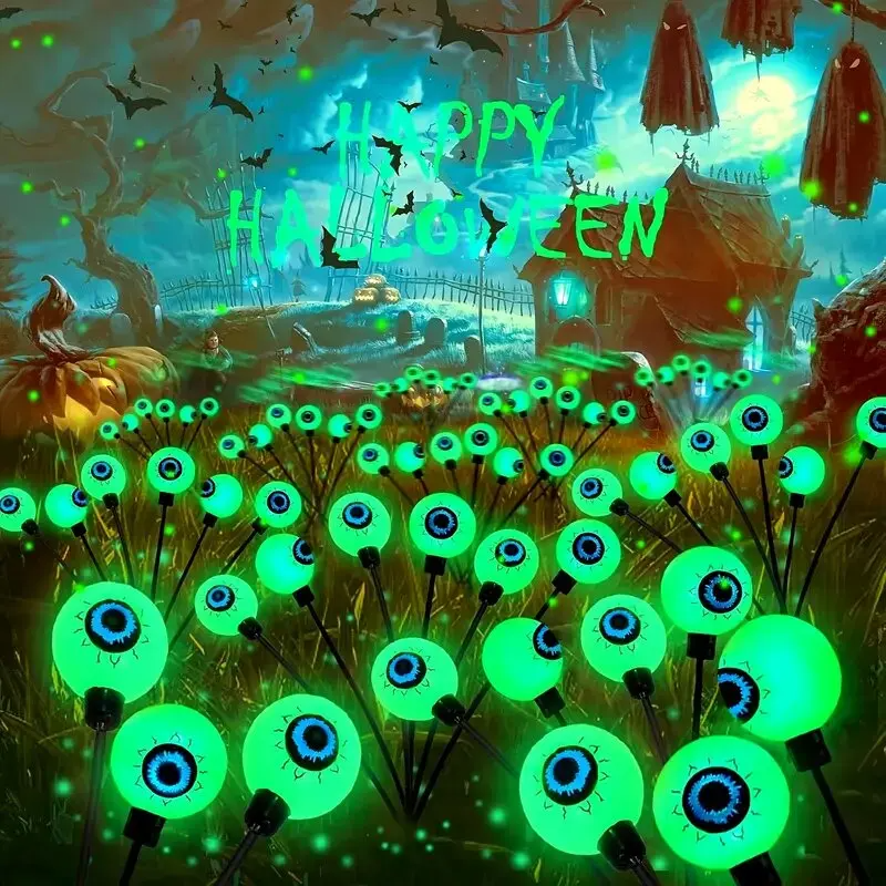 Solar-Powered Eyeball Garden Lights, 6 Stems, Waterproof Halloween Decoration, Spooky Ambient Lighting | Sansoti