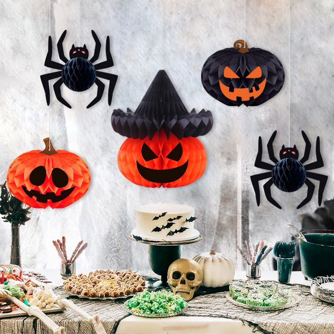 Foldable Paper Lantern Halloween Hanging Decoration Indoor Outdoor Party Spooky Atmosphere Pumpkin Skeleton Decoration | Sansoti